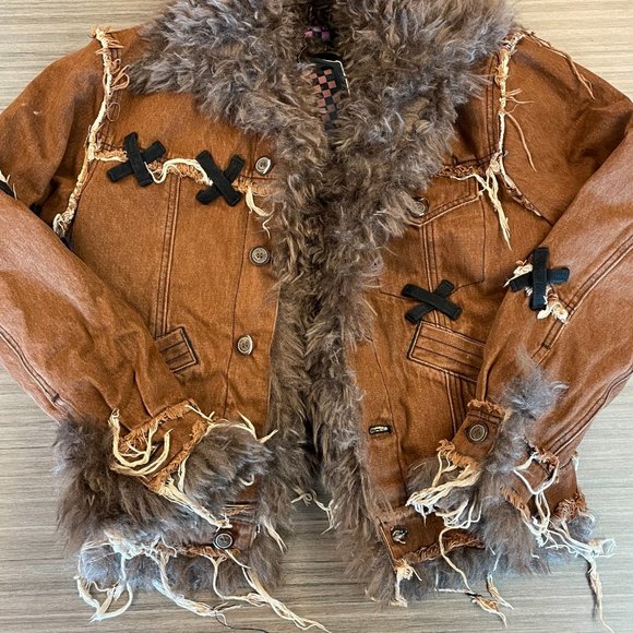 CFIERCE | Matching Brown Teddy Denim Jacket & Hat - Picture 3 of 6